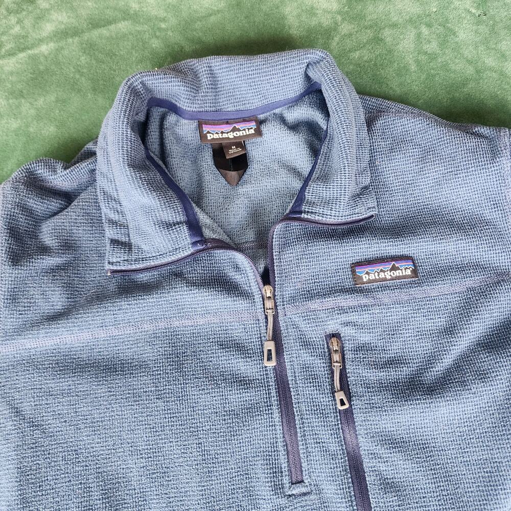 Patagonia Blue Heather Fleece Quarter Zip Pullover Men’s Medium - Picture 3 of 5